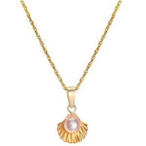 🔥Disney The Little Mermaid 10kt Gold Freshwater Cultured Pearl Shell Pendant.